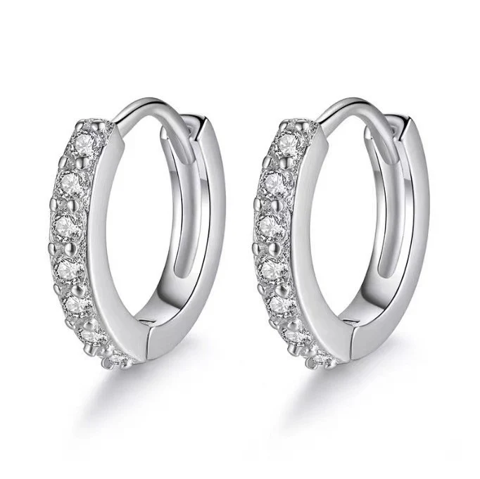 Paved Zircon Huggie Hoop Earring Set for Women