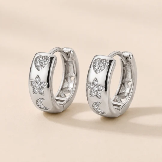 Mini Flower Huggie Hoop Earrings