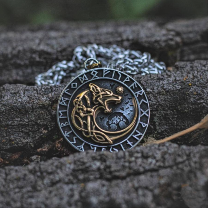 Fenrir Wolf Runic Necklace