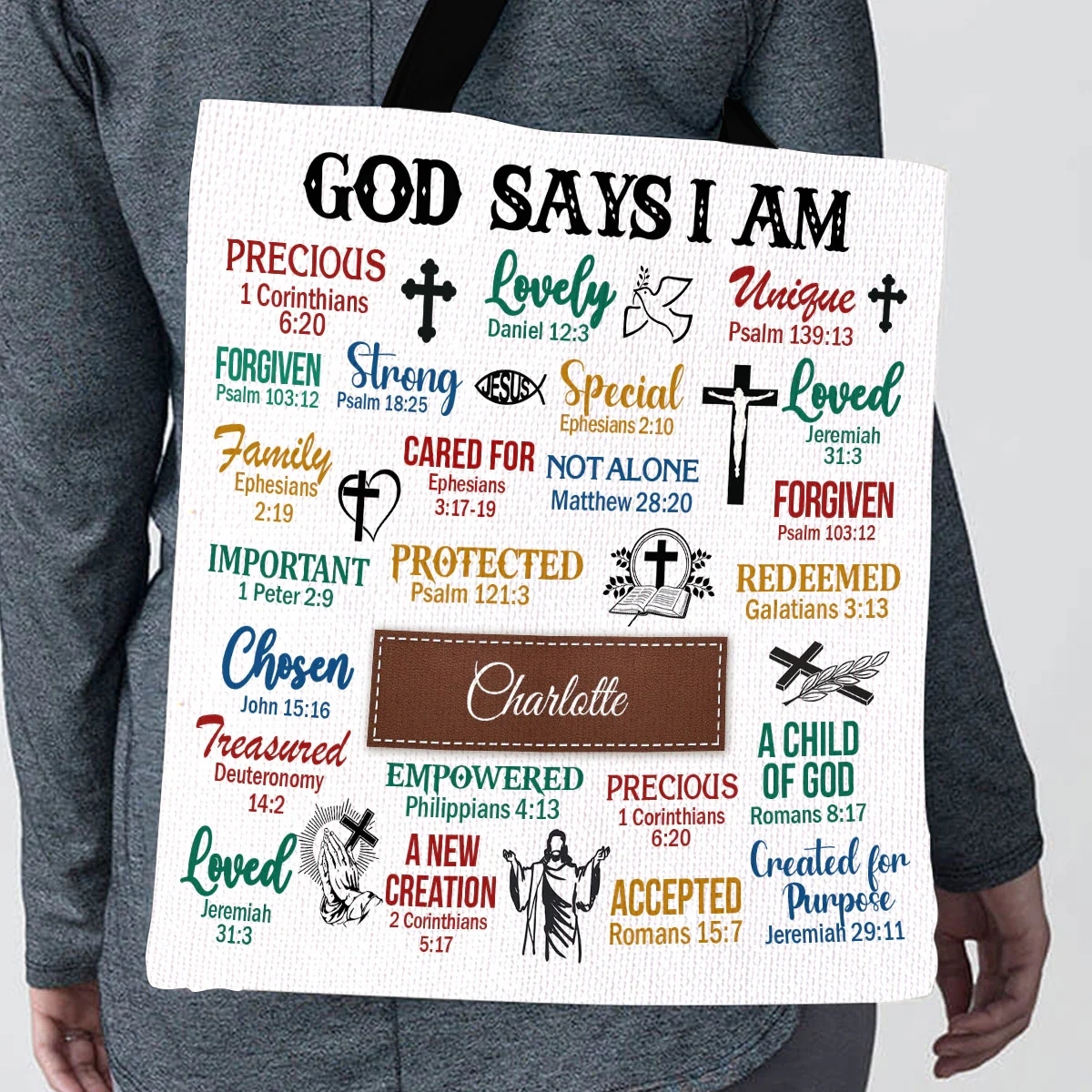 Christian Gifts For Religious Woman | What God Says About You | Meaningful Personalized Tote Bag