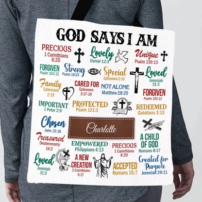Christian Gifts For Religious Woman | What God Says About You | Meaningful Personalized Tote Bag