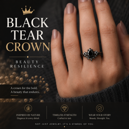 Black Tear Crown Ring