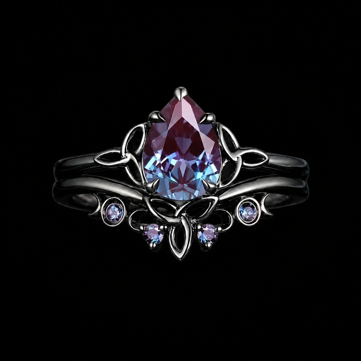 Gunmetal Purple Heart Crown Ring