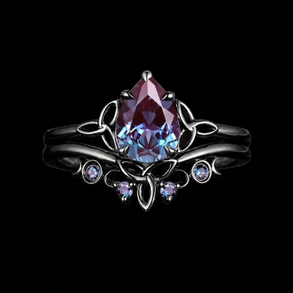 Gunmetal Purple Heart Crown Ring