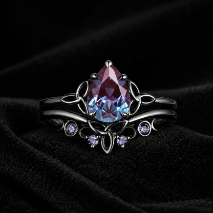 Gunmetal Purple Heart Crown Ring