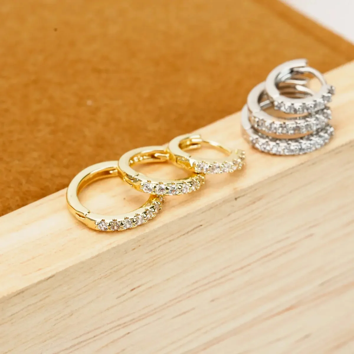 Paved Zircon Huggie Hoop Earring Set for Women