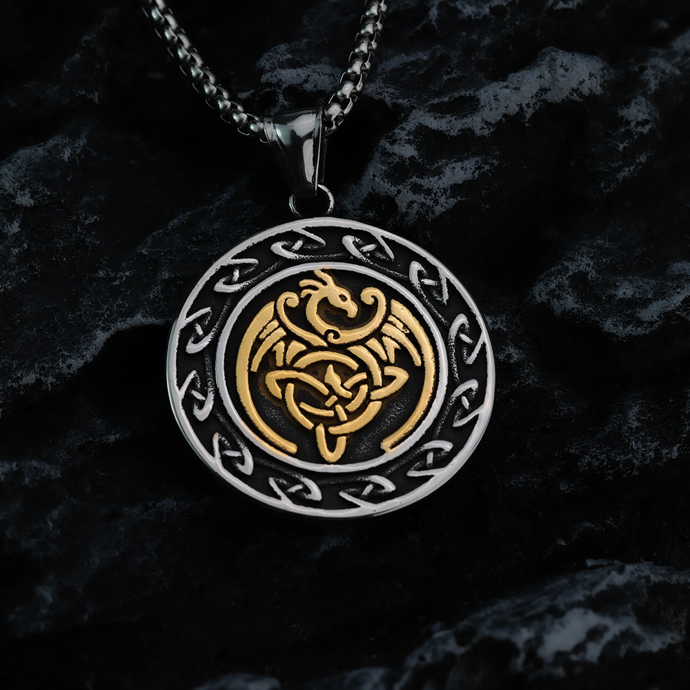Celtic Dragon Guardian Pendant Necklace