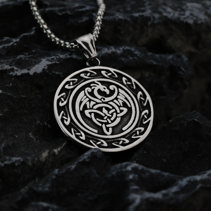 Celtic Dragon Guardian Pendant Necklace