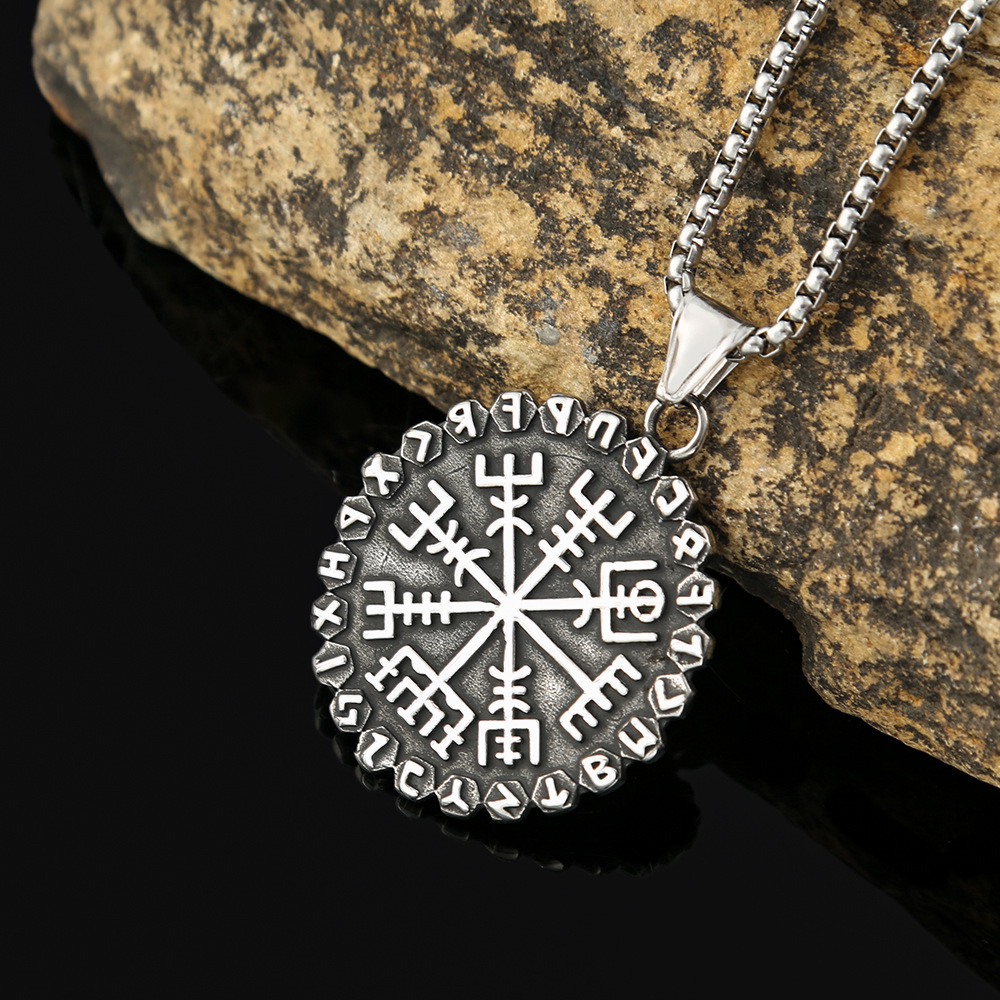Vegvisir & Aegishjalmur 2 Sides Runic Necklace