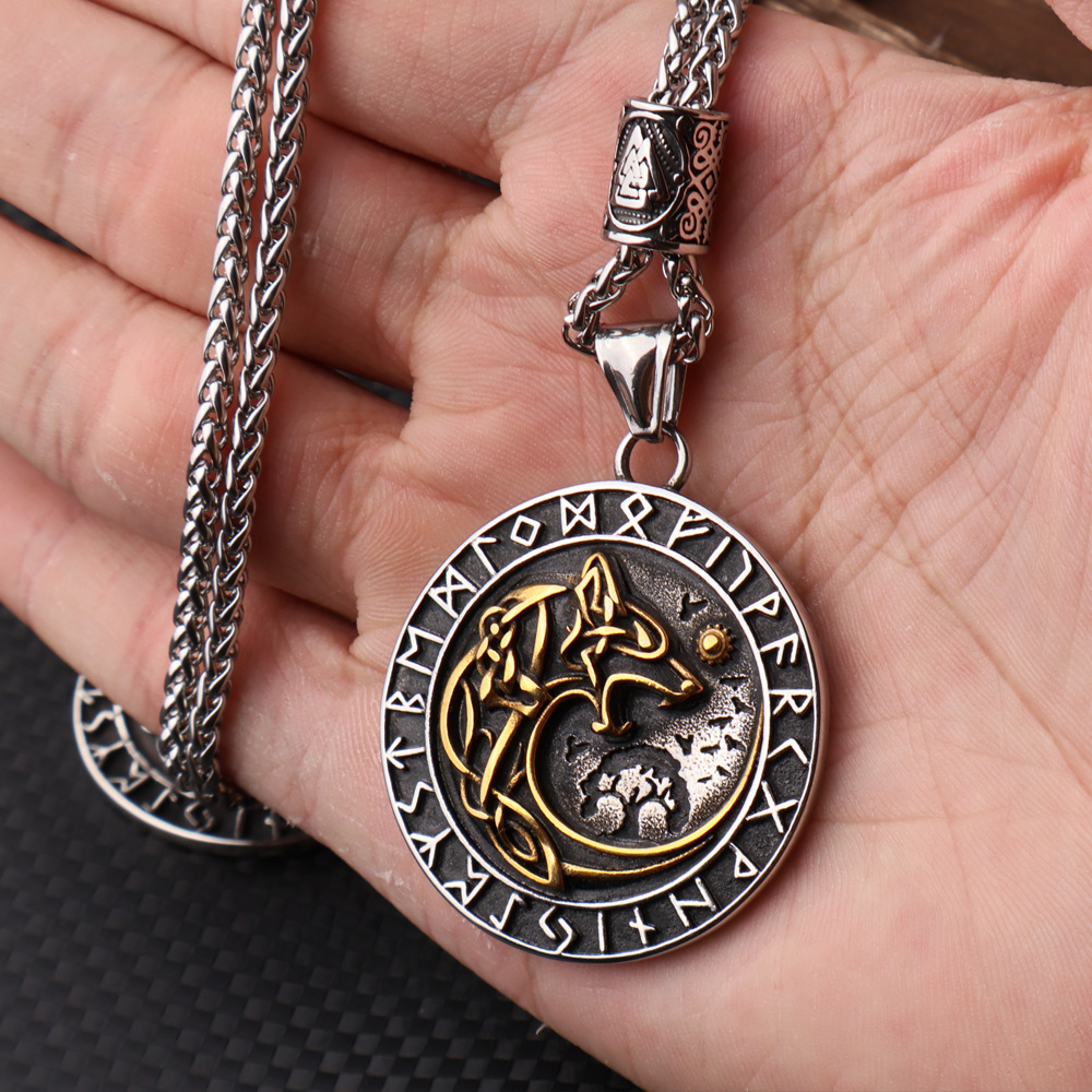 Fenrir Wolf Runic Necklace
