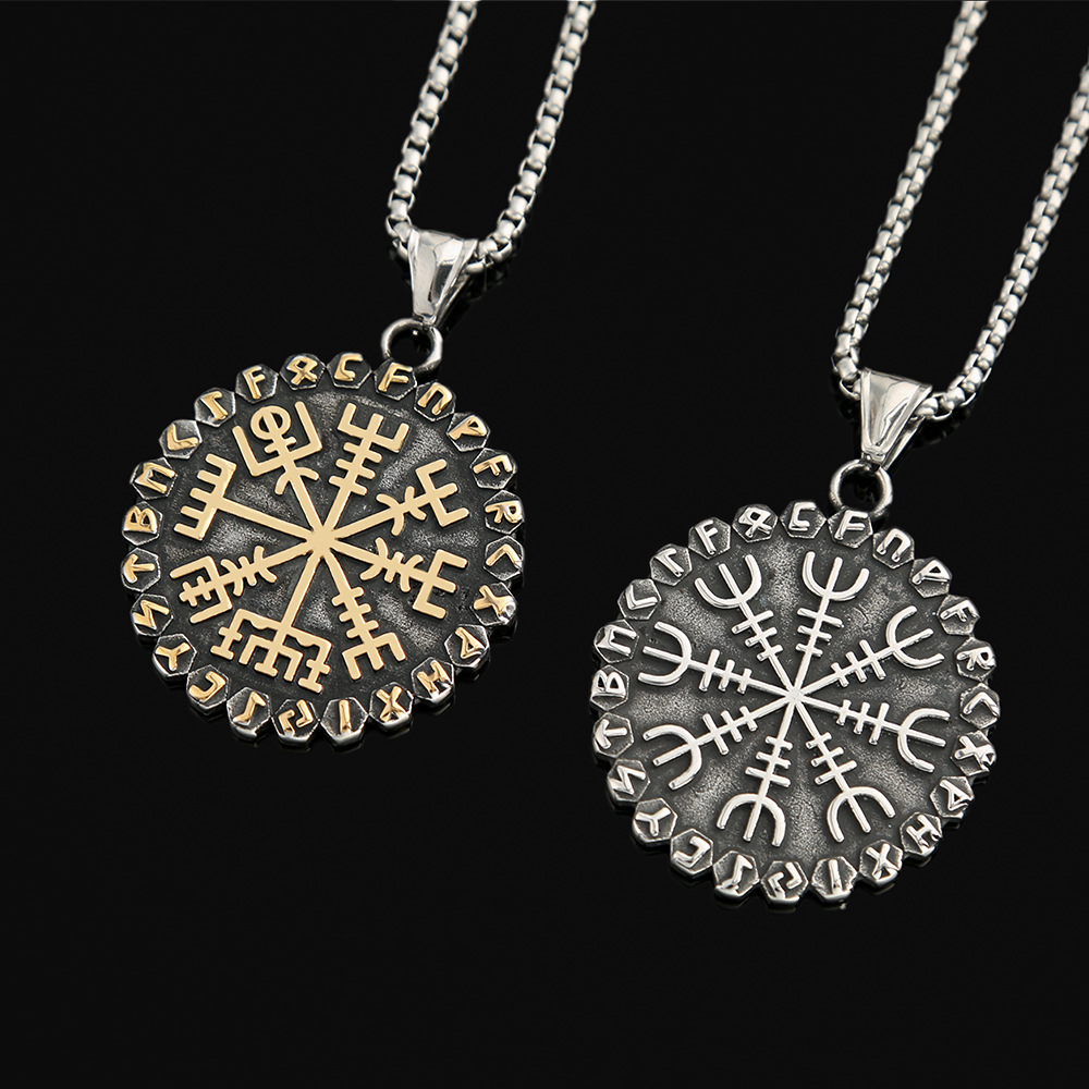 Vegvisir & Aegishjalmur 2 Sides Runic Necklace