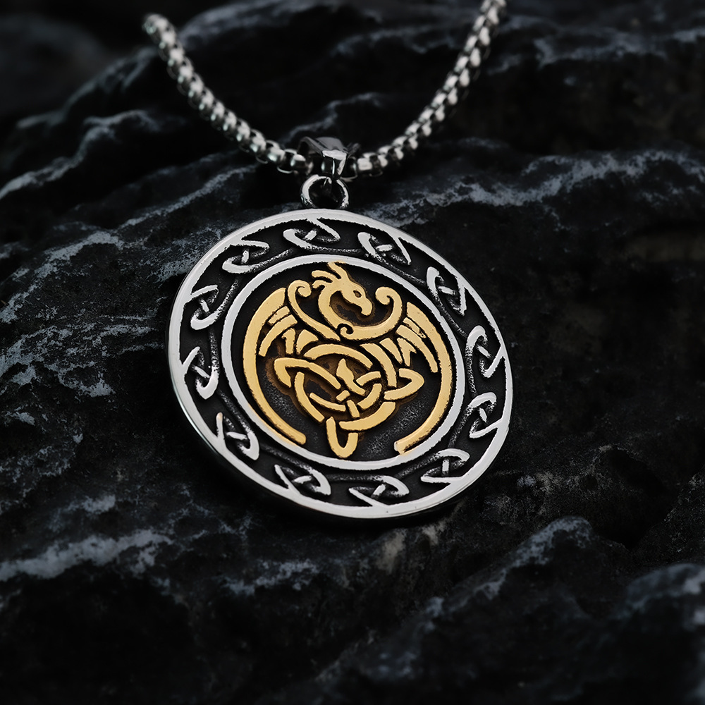 Celtic Dragon Guardian Pendant Necklace
