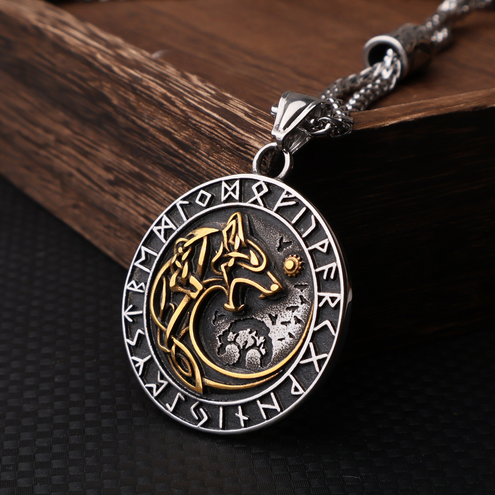 Fenrir Wolf Runic Necklace