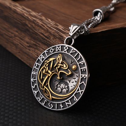 Fenrir Wolf Runic Necklace