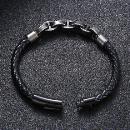 Viking Chain Leather Bracelet