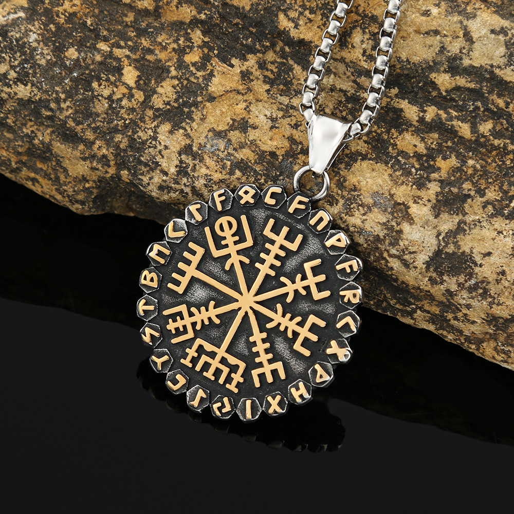 Vegvisir & Aegishjalmur 2 Sides Runic Necklace