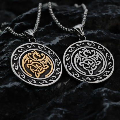 Celtic Dragon Guardian Pendant Necklace