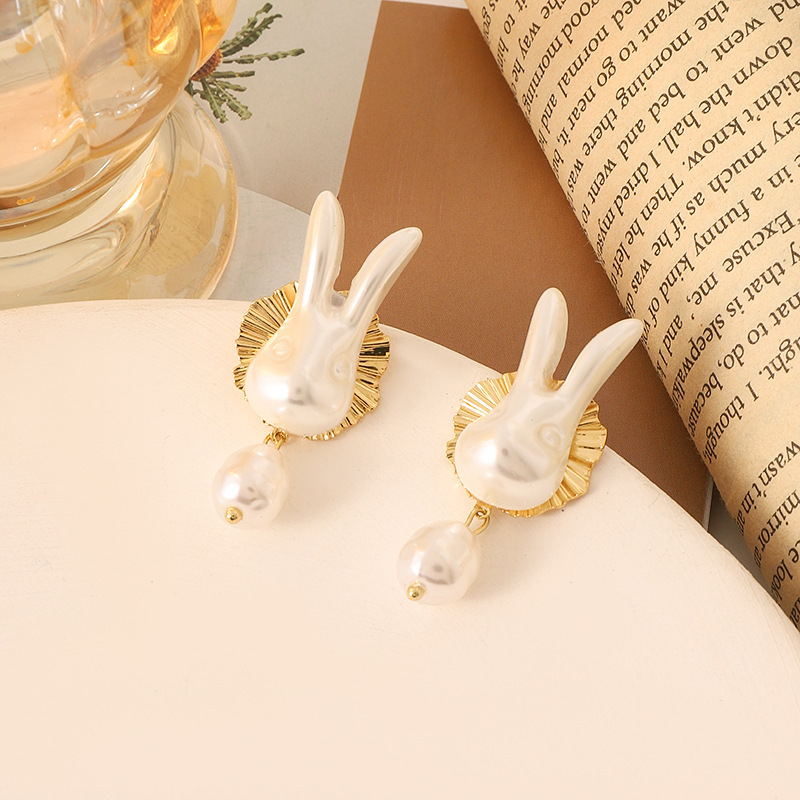 Moonlight Bunny Pearl Earrings