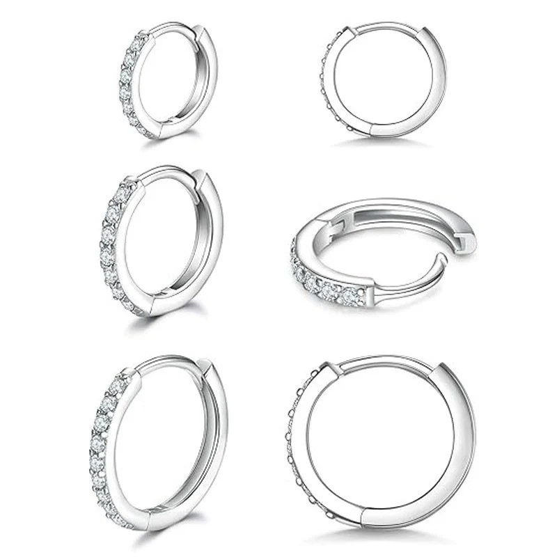 Paved Zircon Huggie Hoop Earring Set for Women