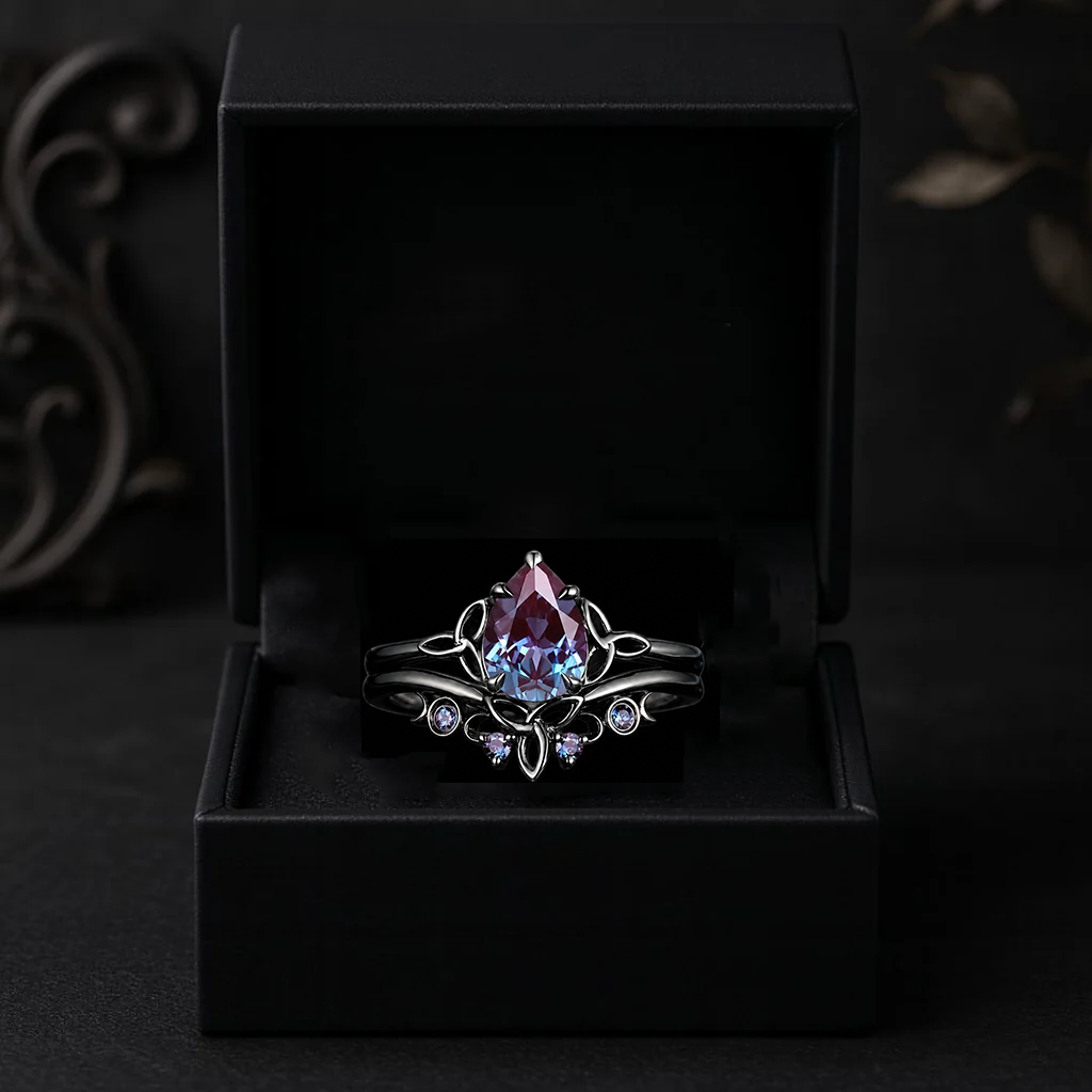 Gunmetal Purple Heart Crown Ring