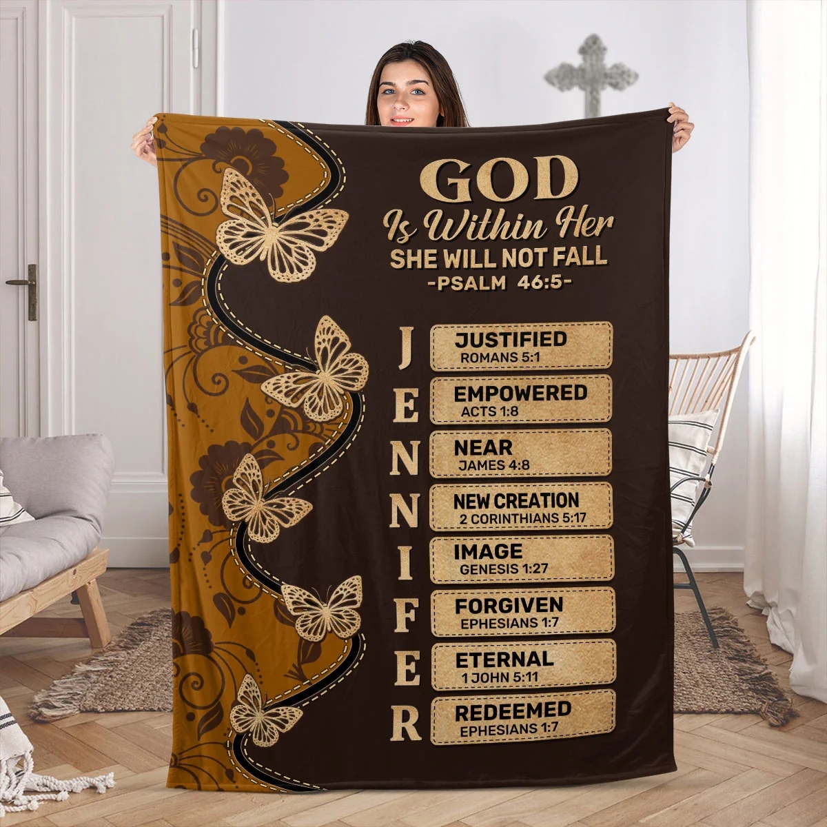 God Is Within Her She Will Not Fall | Personalized Fleece Blanket BK1001