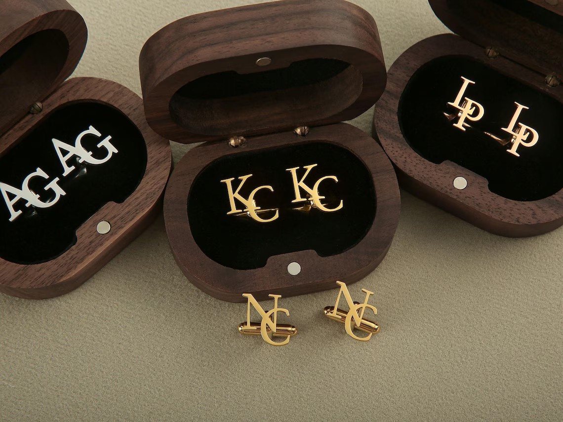 Personalized Groomsmen Cufflinks, Custom Initial Cufflinks, Groomsmen Gifts, Groomsmen Proposal, Best Man Gifts, Wedding Cufflinks for Groom