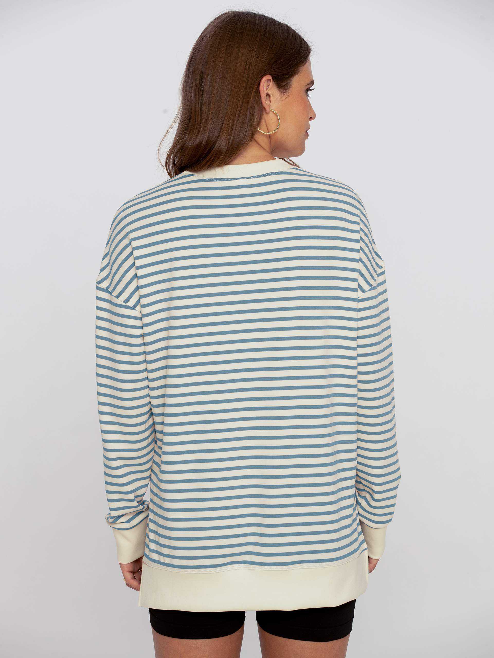 Crewneck Striped Pullover Sweatshirt