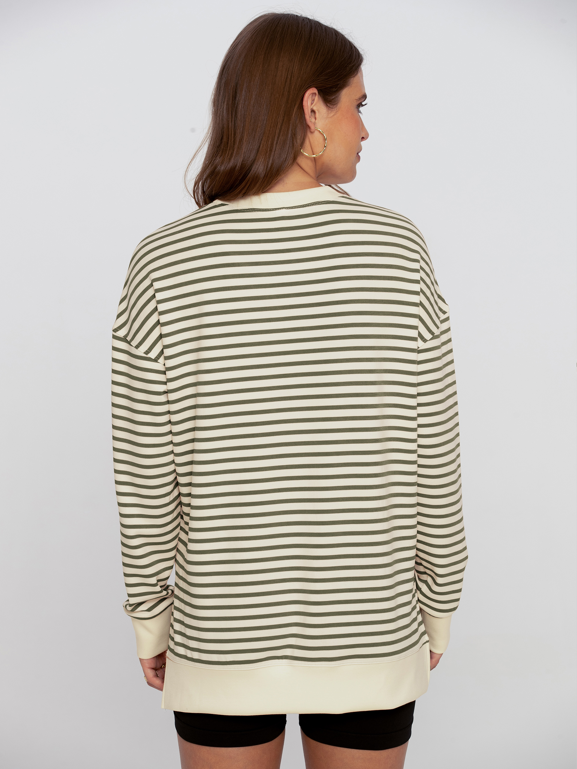 Crewneck Striped Pullover Sweatshirt