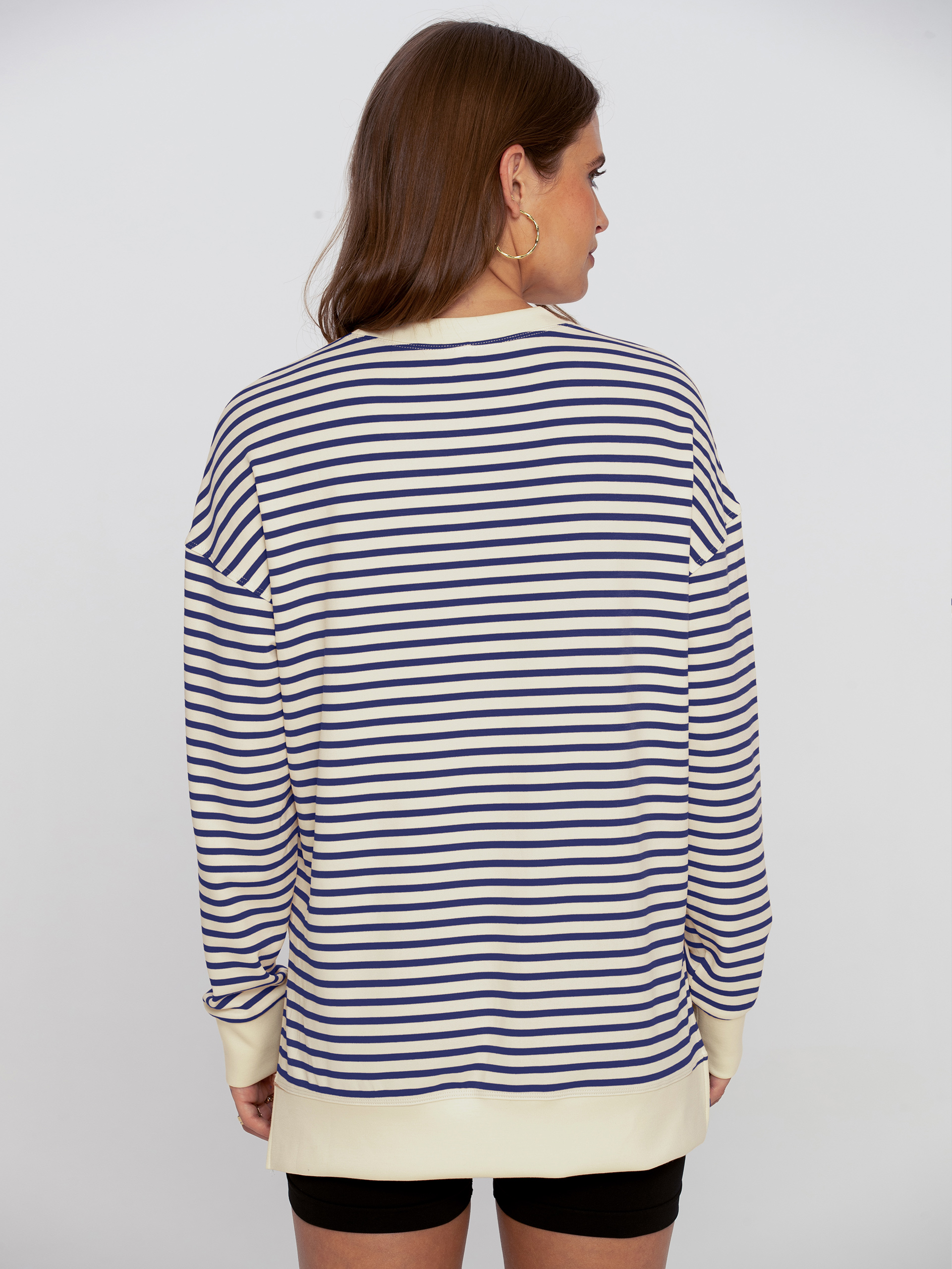 Crewneck Striped Pullover Sweatshirt