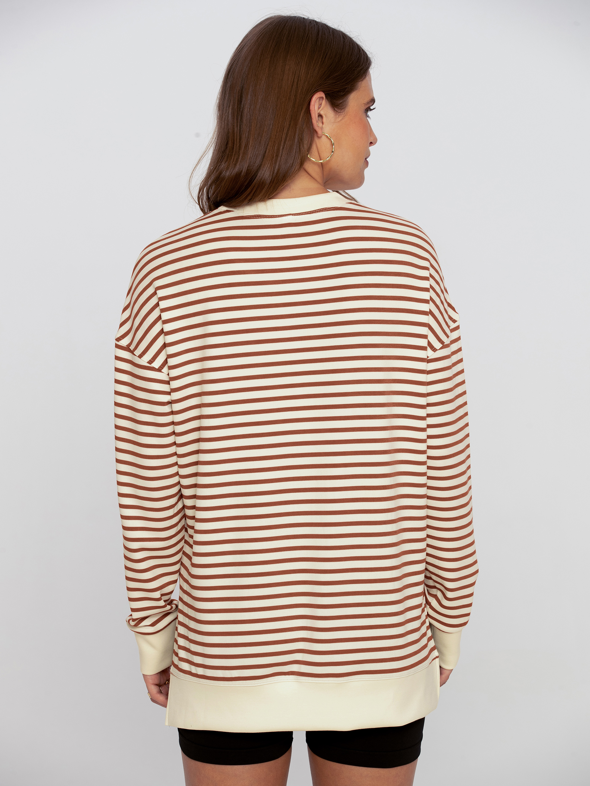 Crewneck Striped Pullover Sweatshirt