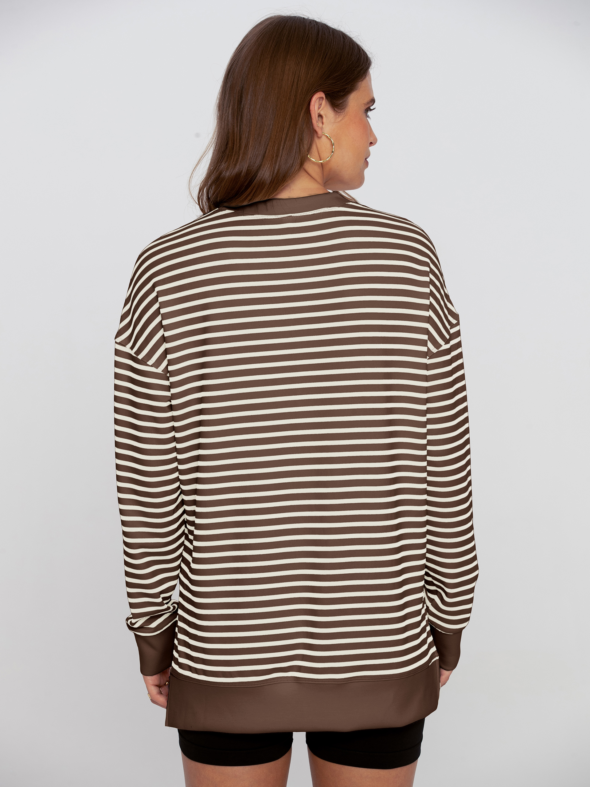 Crewneck Striped Pullover Sweatshirt