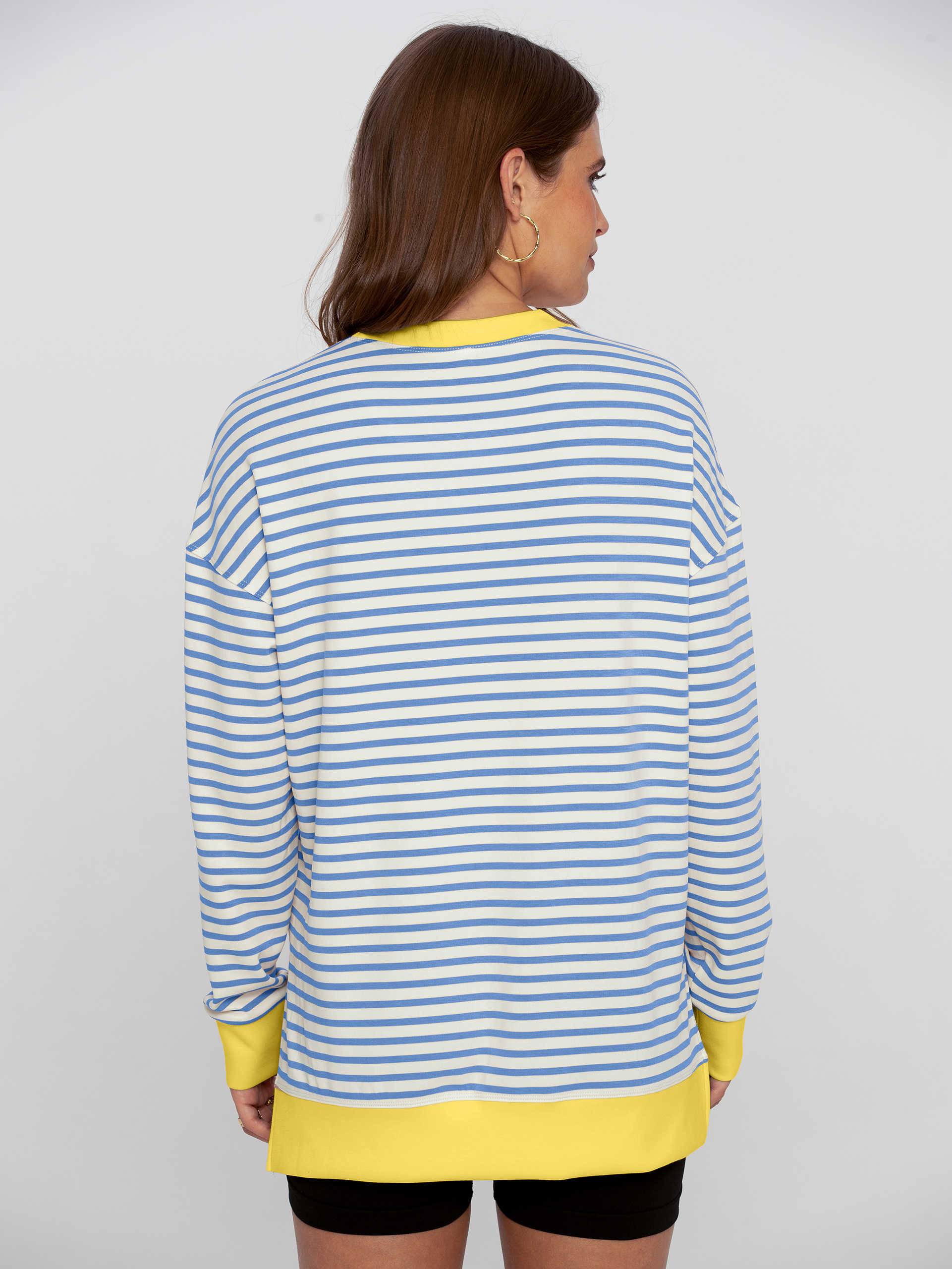 Crewneck Striped Pullover Sweatshirt