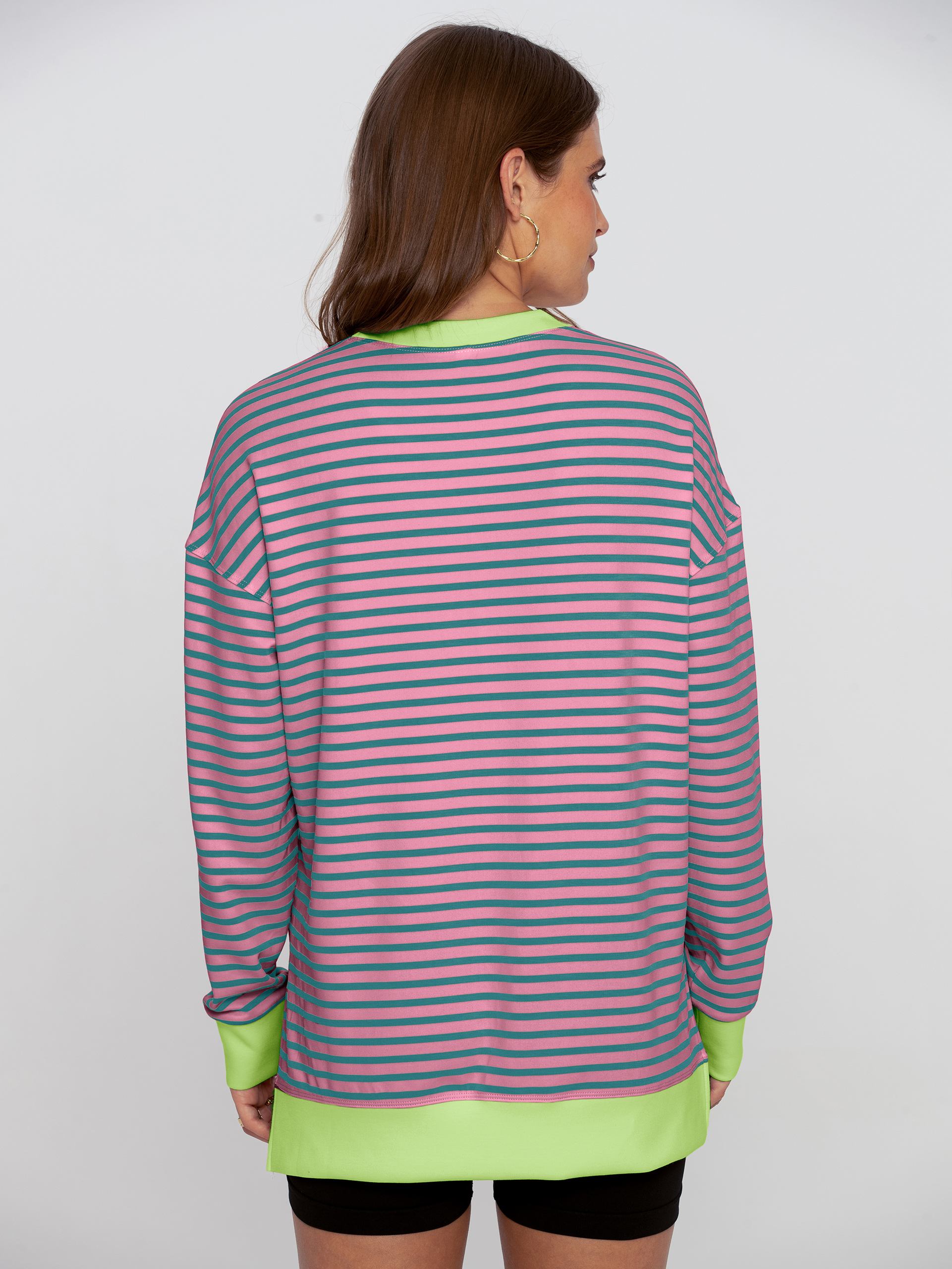 Crewneck Striped Pullover Sweatshirt