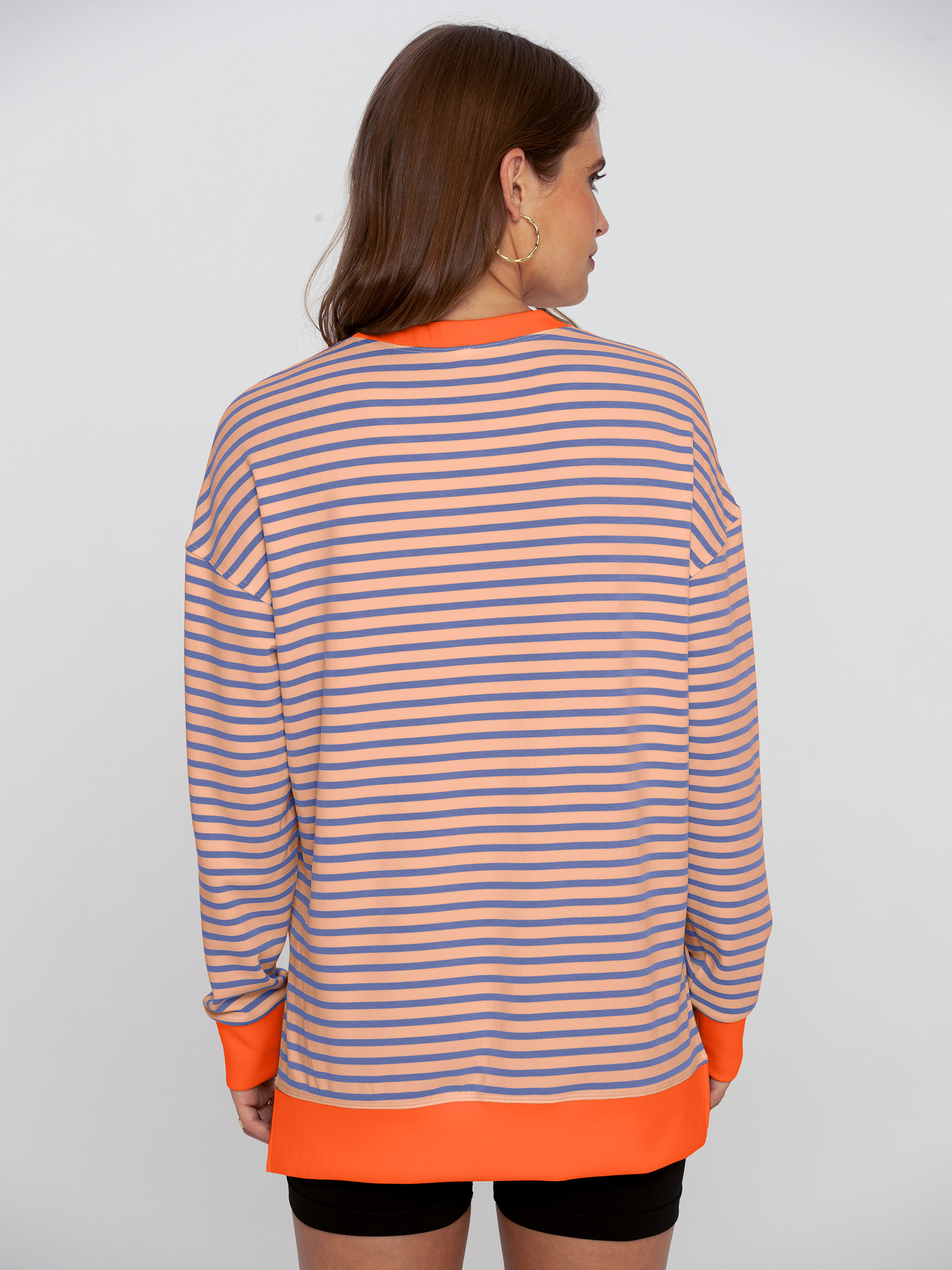 Crewneck Striped Pullover Sweatshirt