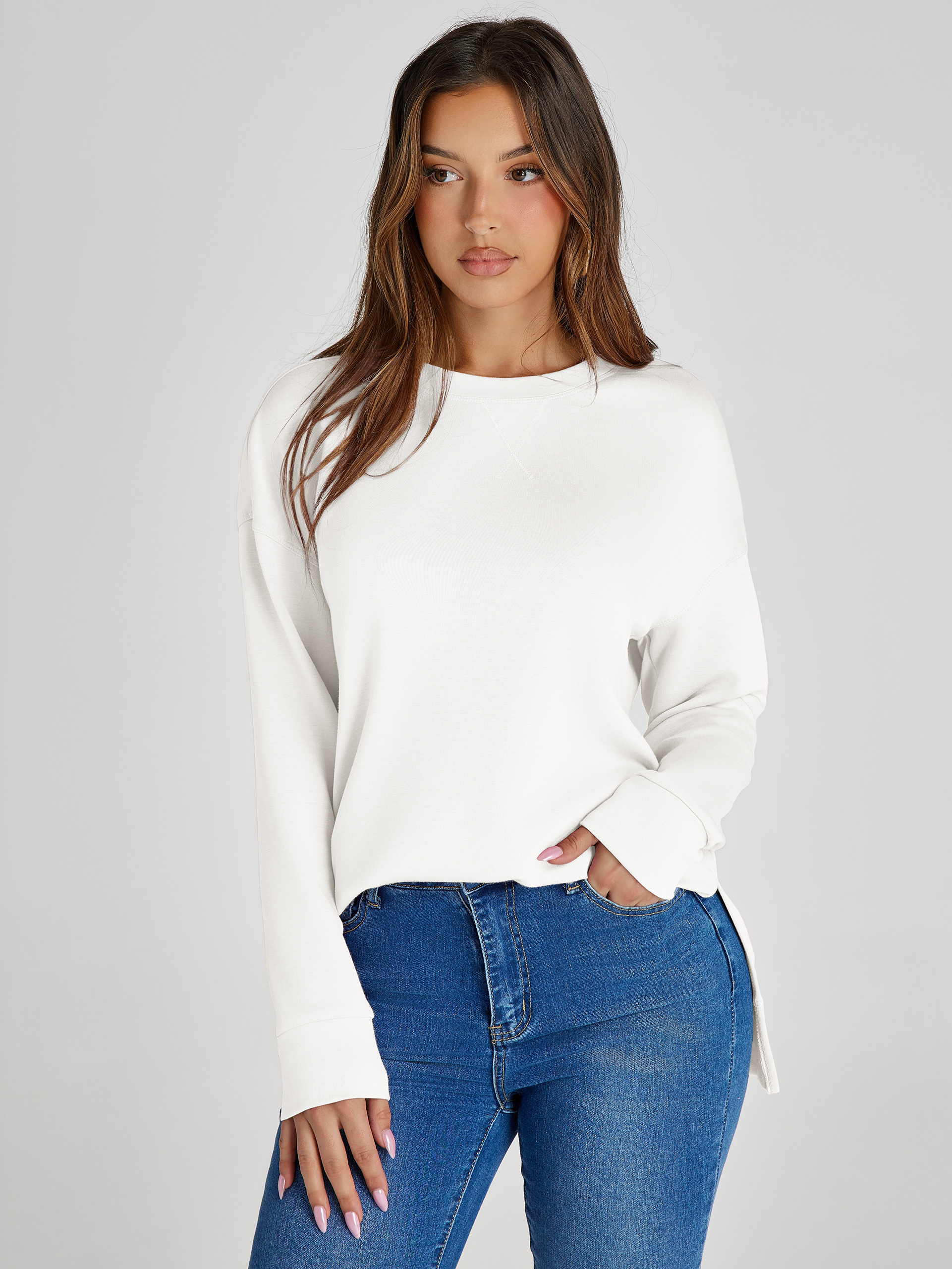 Crewneck Raglan Long Sleeve Loose Sweatshirt