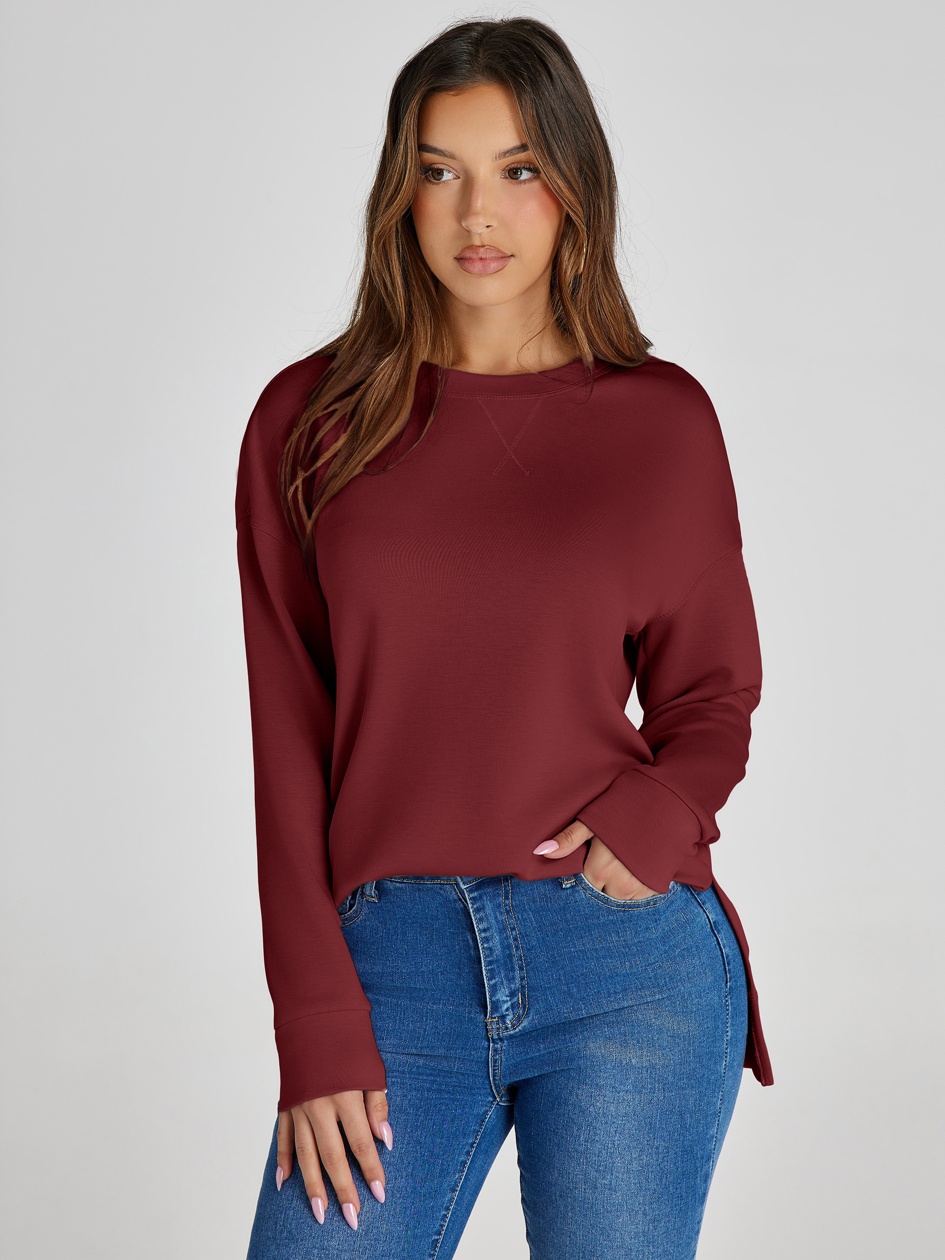 Crewneck Raglan Long Sleeve Loose Sweatshirt