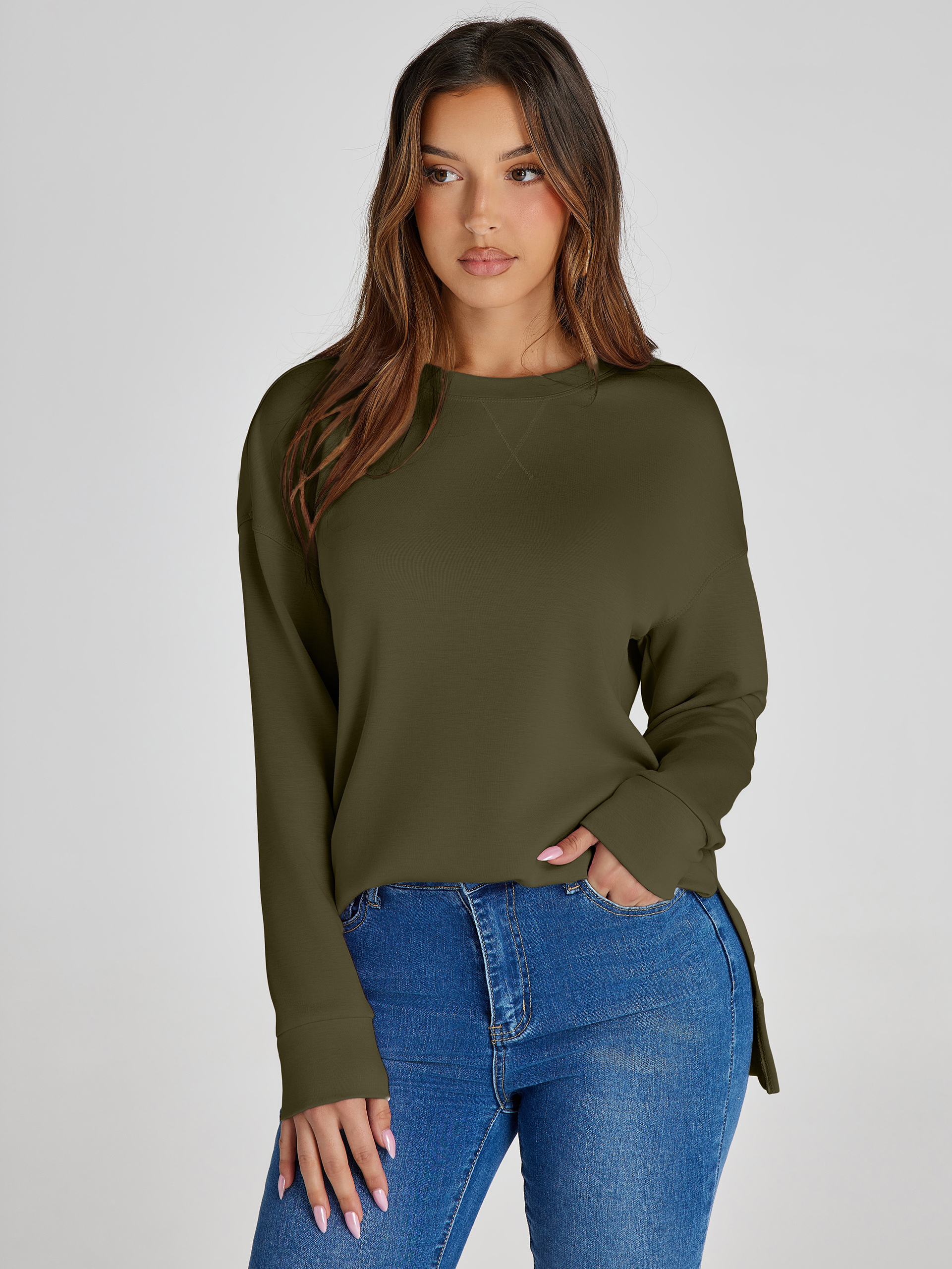Crewneck Raglan Long Sleeve Loose Sweatshirt