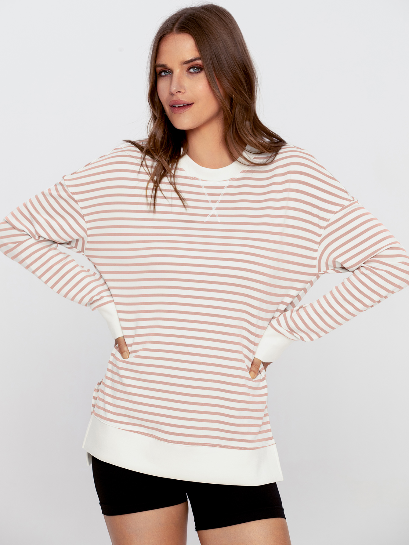 Crewneck Striped Pullover Sweatshirt