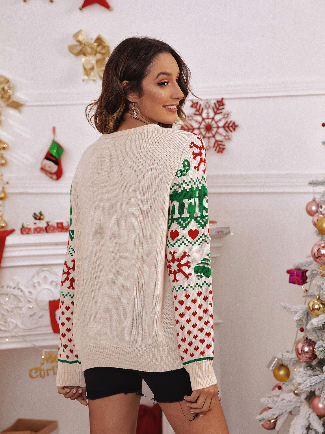 Oversized Christmas Graphic Knit Sweater