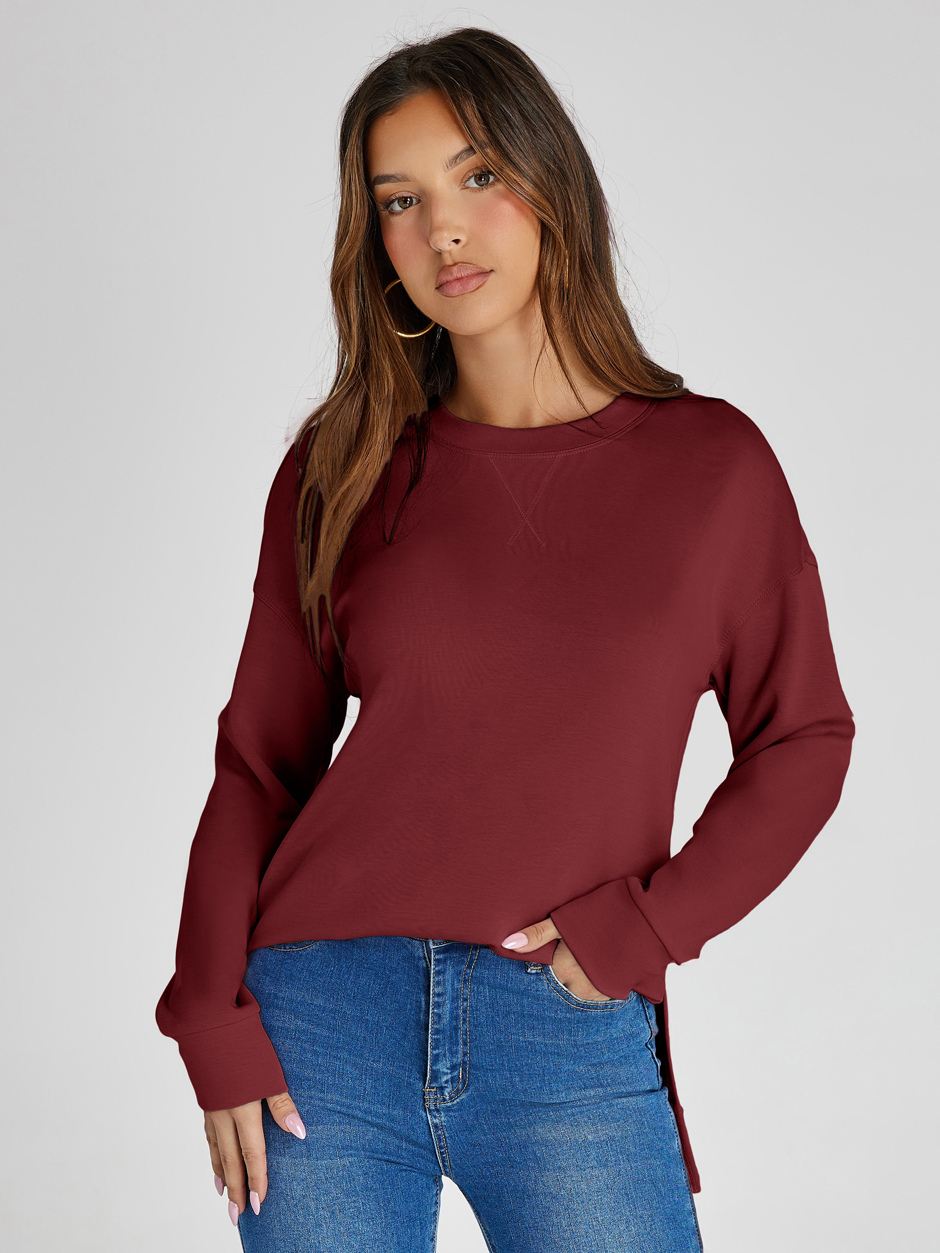 Crewneck Raglan Long Sleeve Loose Sweatshirt