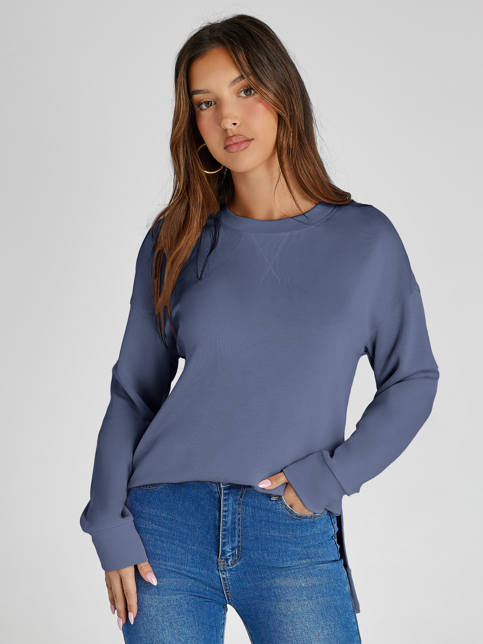 Crewneck Raglan Long Sleeve Loose Sweatshirt