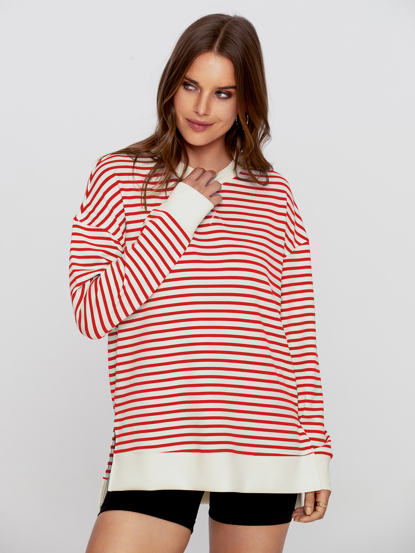 Crewneck Striped Pullover Sweatshirt
