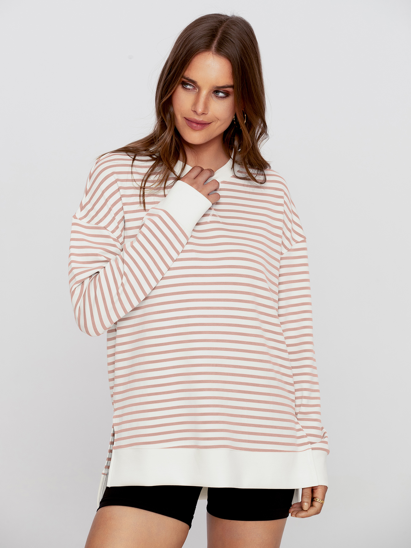 Crewneck Striped Pullover Sweatshirt
