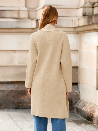 Oversized Open Front Long Knit Cardigan Coat