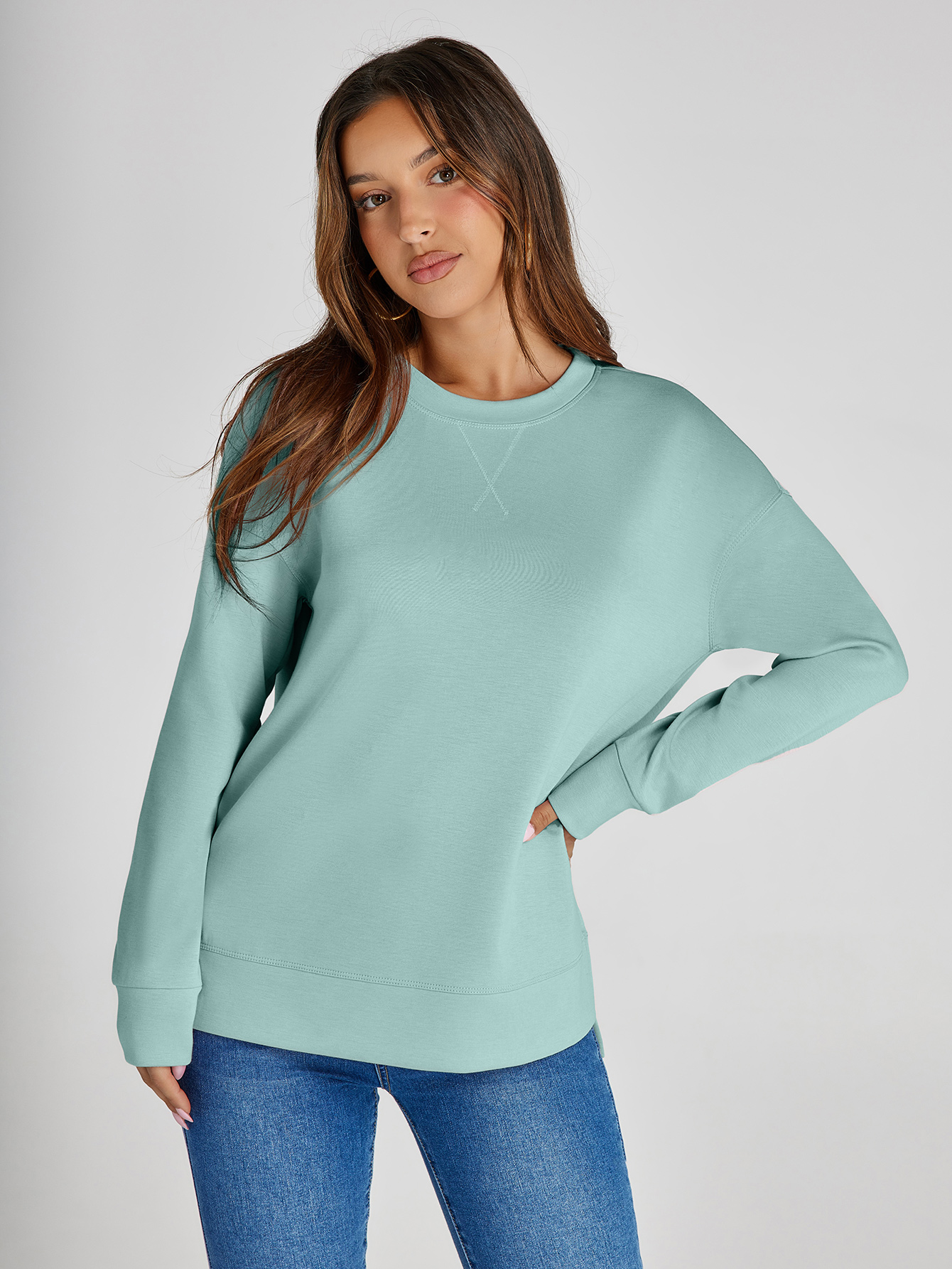 Crewneck Raglan Long Sleeve Loose Sweatshirt