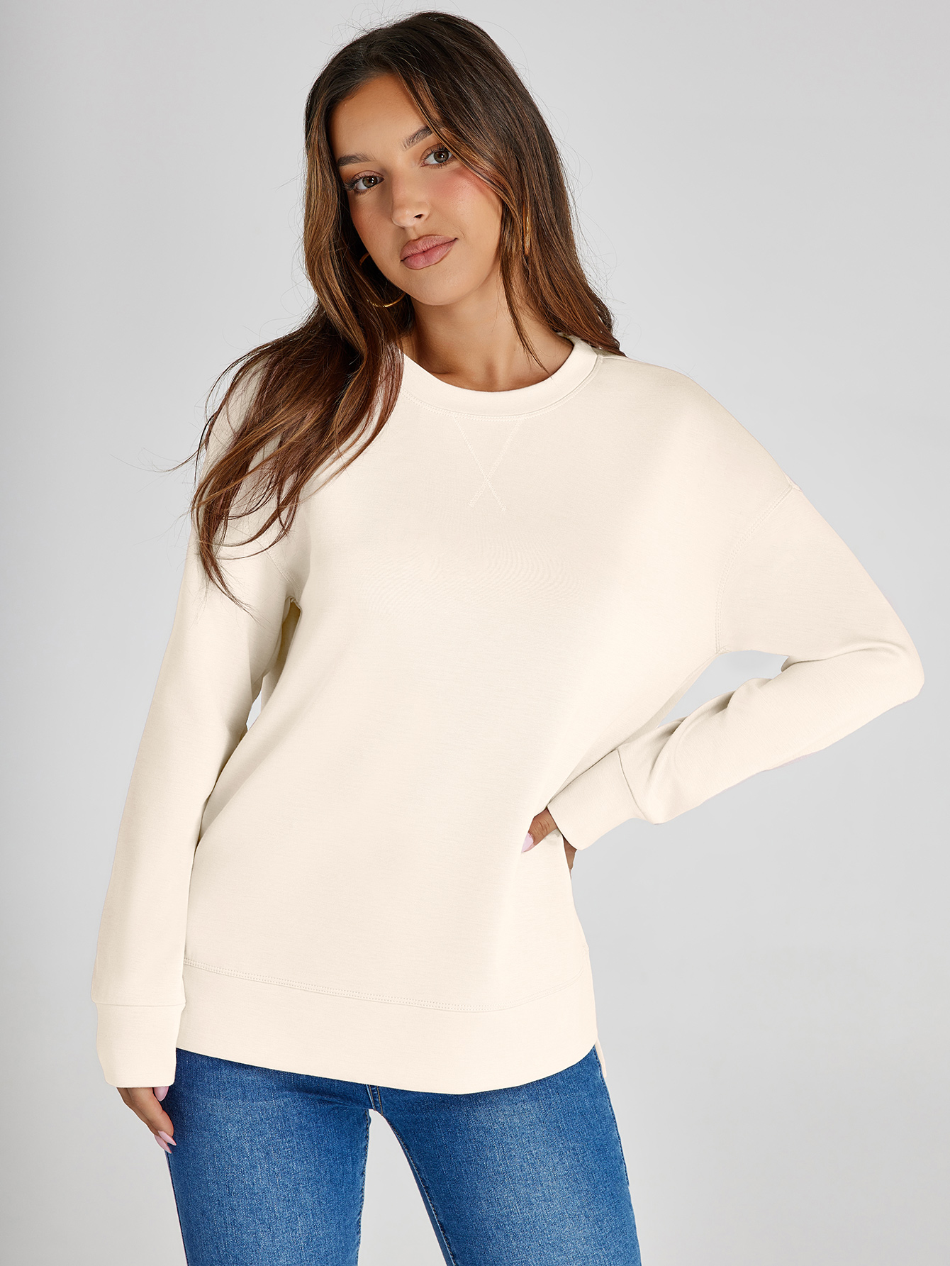 Crewneck Raglan Long Sleeve Loose Sweatshirt