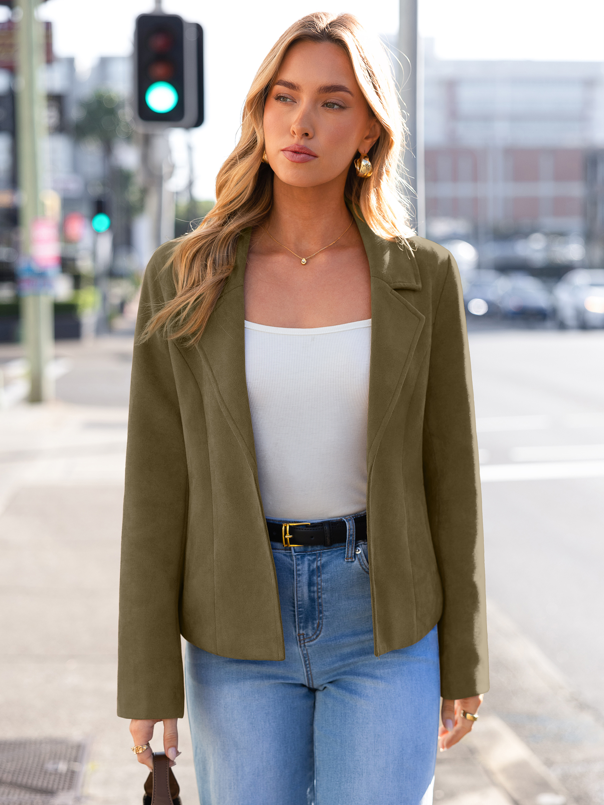 Lapel Collar Cropped Faux Suede Moto Jacket