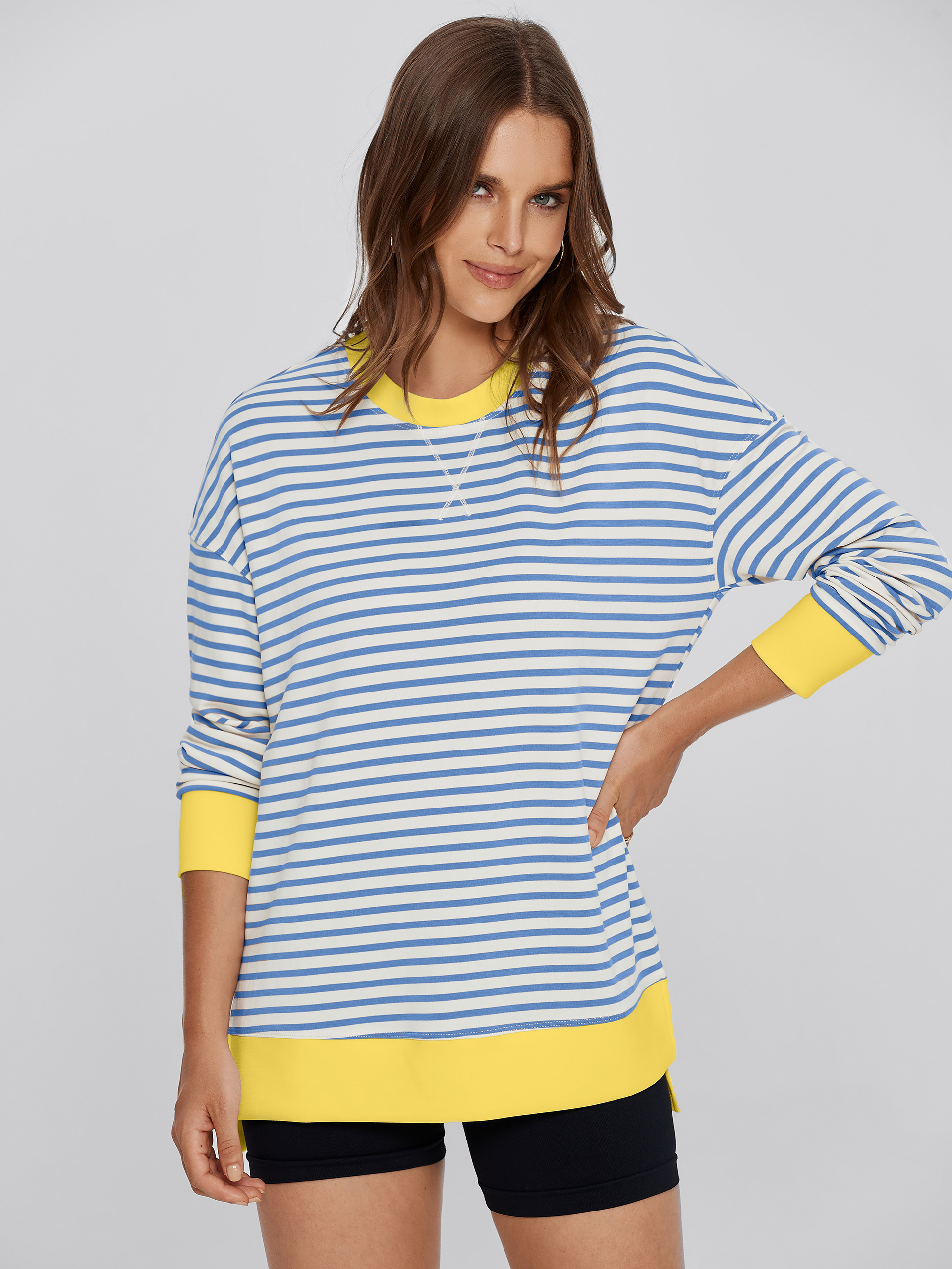Crewneck Striped Pullover Sweatshirt