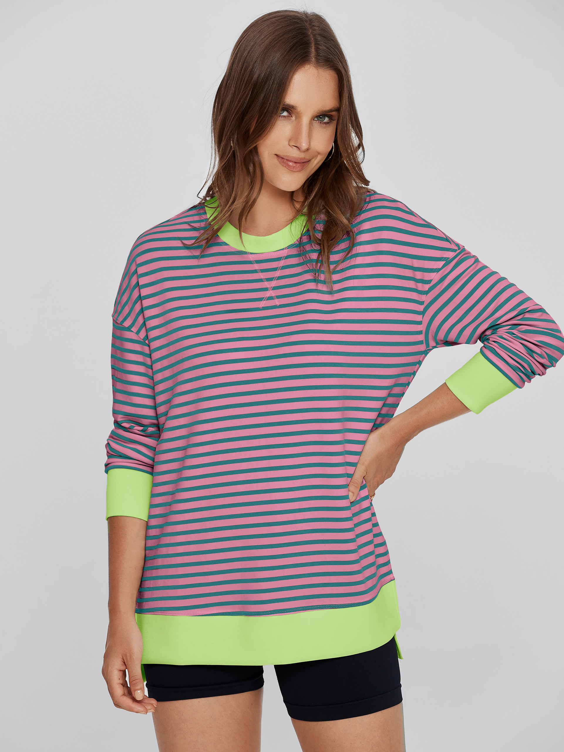 Crewneck Striped Pullover Sweatshirt