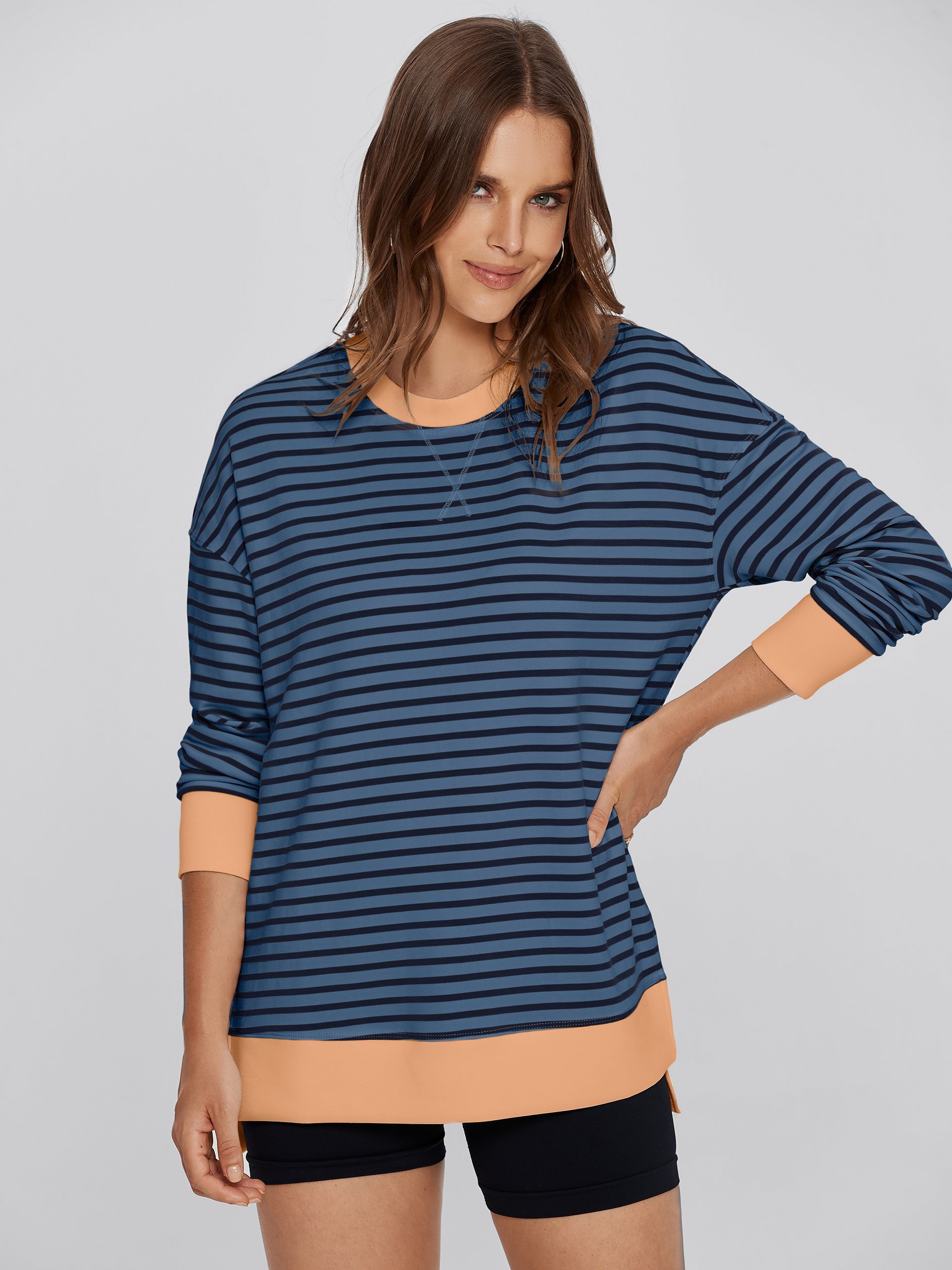 Crewneck Striped Pullover Sweatshirt